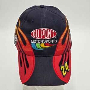 Chase Jeff‎ Gordon 24 DuPont NASCAR Hat Racing Cap Double Flames Strapback Blue